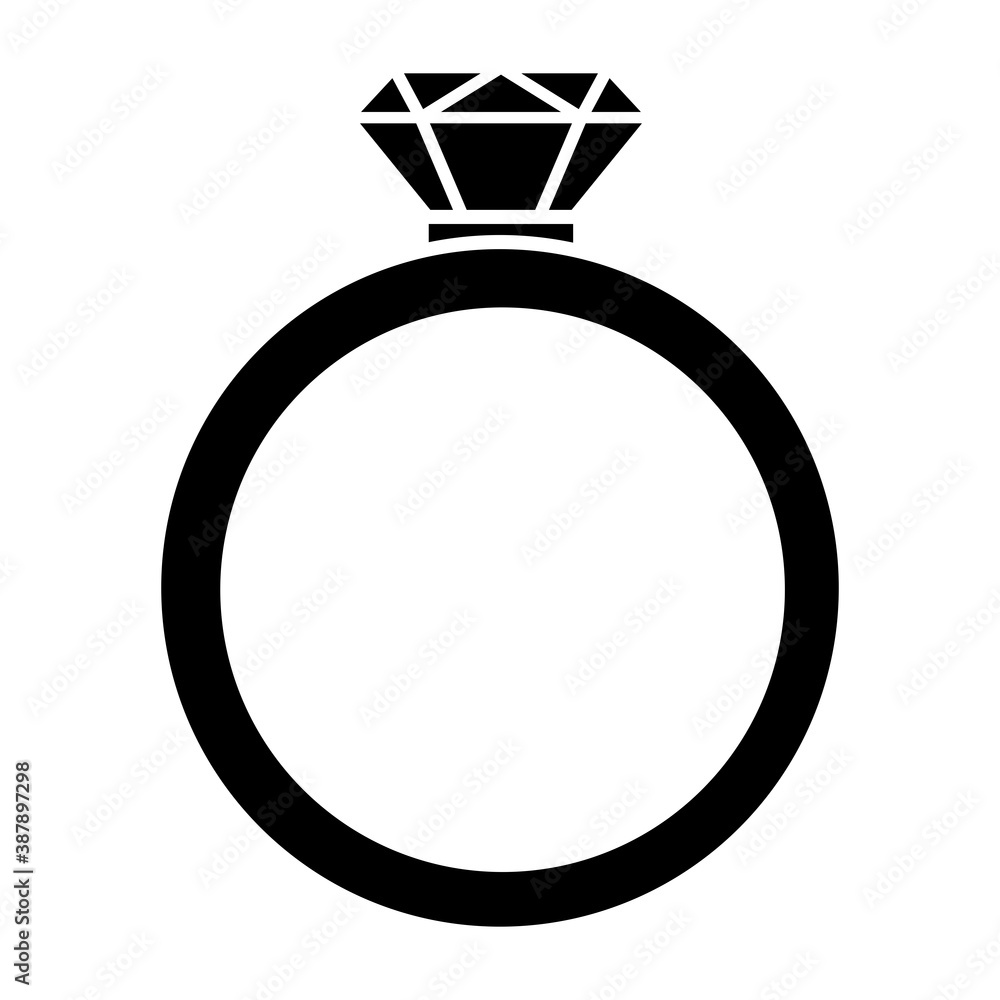 Diamond ring with a gem silhouette icon. Vector illustration isolated on white background. Diamond ring with a gem silhouette icon. Vector illustration isolated on white background.