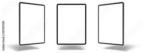 Empty screen tablet computer mock-up view on white background
 photo