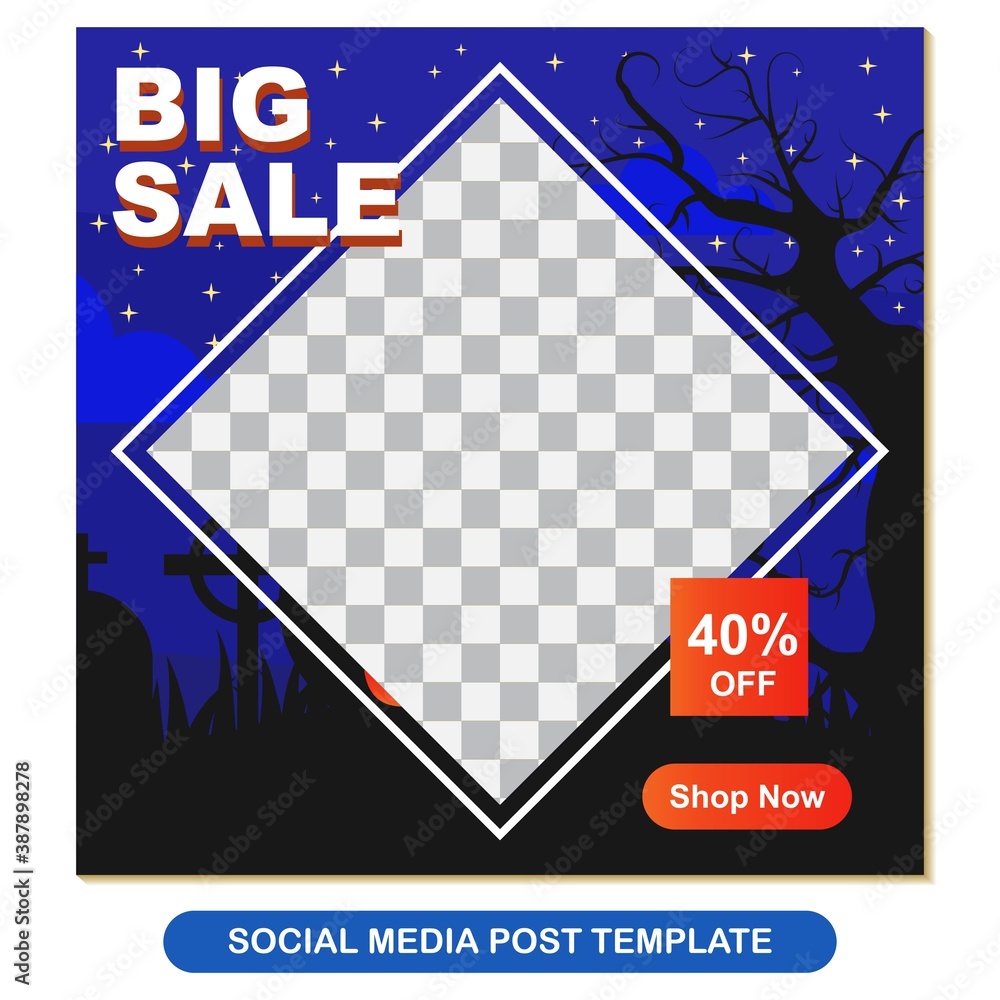 Halloween illustration vector social media post template. good for promo, discount, sale, business, web, etc. Halloween illustration vector social media post template. good for promo, discount, sale, business, web, etc.