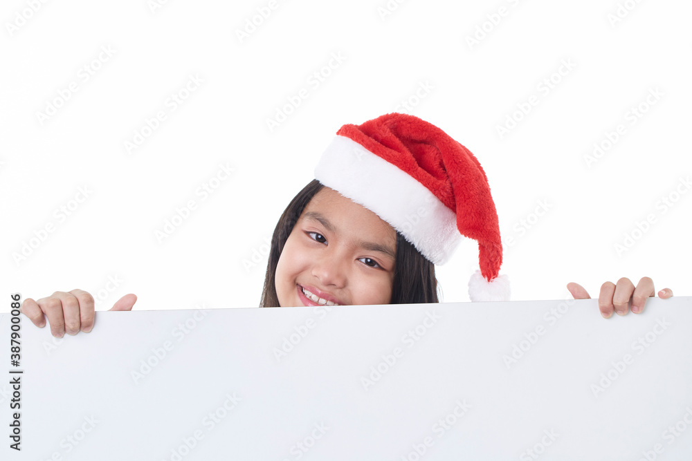 Happy little girl holding a blank board Happy little girl holding a blank board