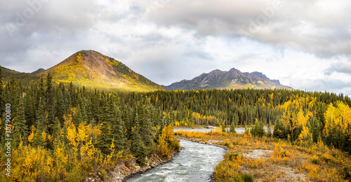 Fotografia Scenic view of Savage river in Denali national park at fall