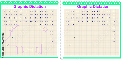 Draw a picture on the arrows. Cartoon graphic pig. Worksheet for children