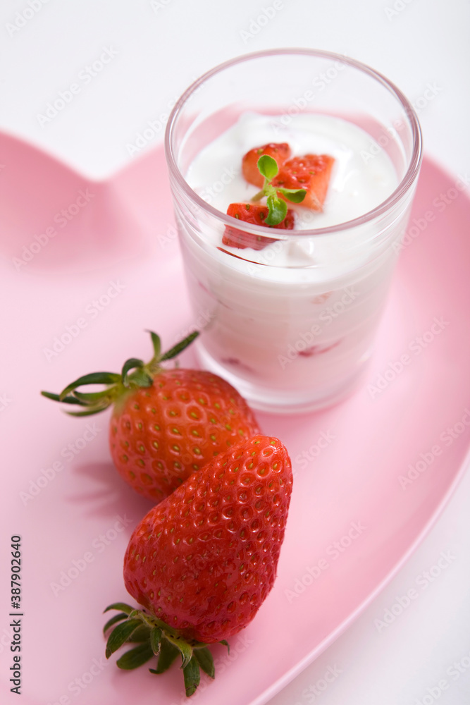 yogurt and strawberry yogurt and strawberry
