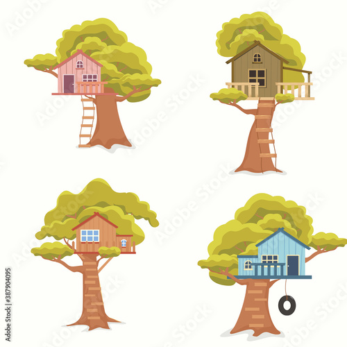 Children Tree House Pack Illustration vector