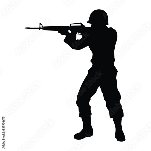 Soldier with gun silhouette vector