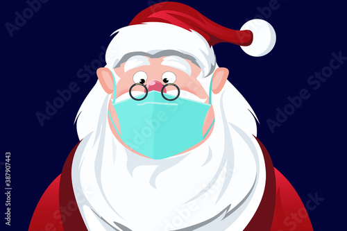 vector of santa claus wearing a face mask