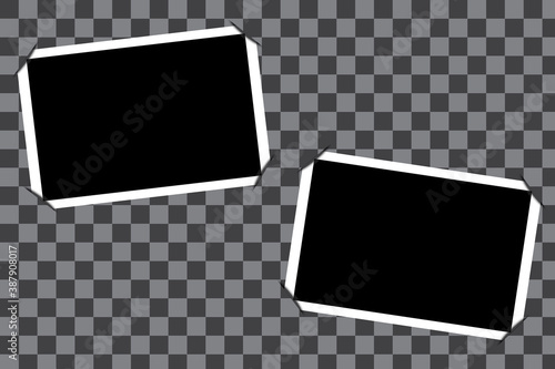 Photo of a picture in a frame. Blank black photos with white borders. Vintage shots. Vector illustration. Stock image.