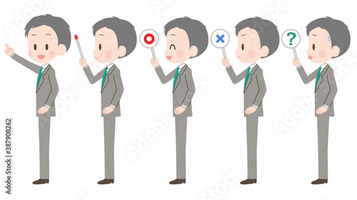 ビジネスマン　ポインター　サイン　セット