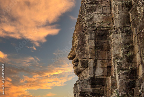 Sunset Face at Bayon Temple, Angkor Thom, Siem Reap photo