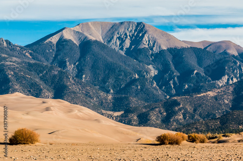 Dry Medano Creek With Mt. Herard and the Dune Field of Great Sand Dunes National Park, Colorado, USA