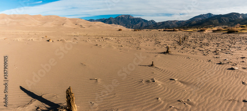 Dry Medano Creek  With Mt. Herard and the Dune Field of Great Sand Dunes National Park, Colorado, USA photo