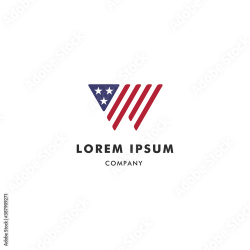 Letter W American Flag Logo Icon Template Design