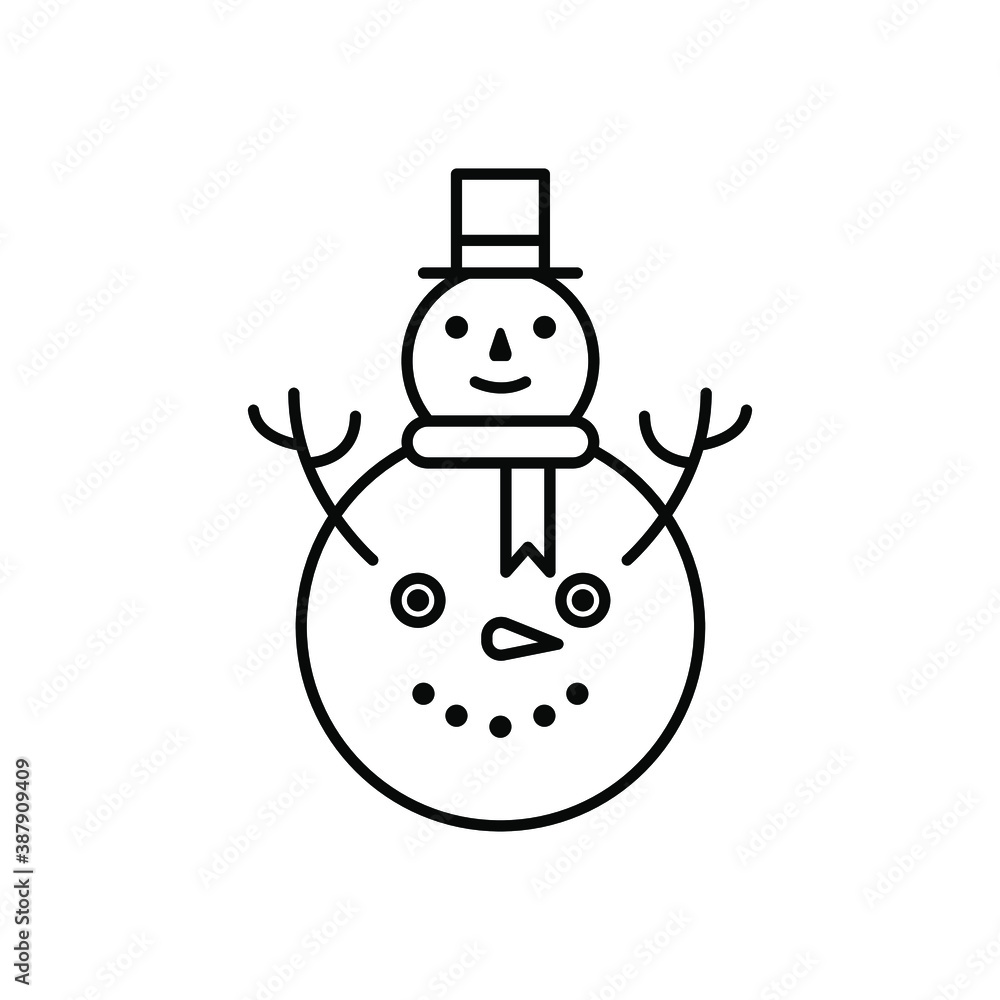 Snow man with hat line icon. Vector illustration. Isolate on white background, eps 10, Editable stroke Snow man with hat line icon. Vector illustration. Isolate on white background, eps 10, Editable stroke