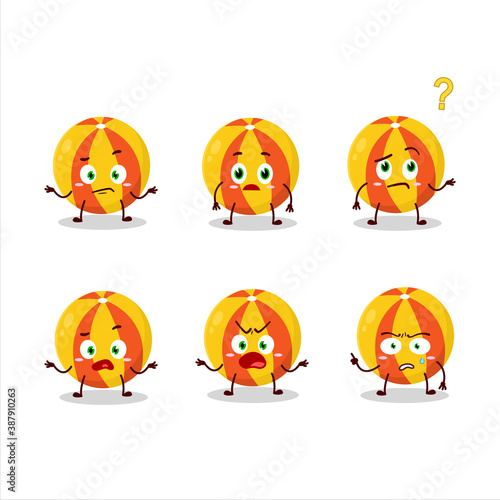 Cartoon character of yellow beach ball with what expression