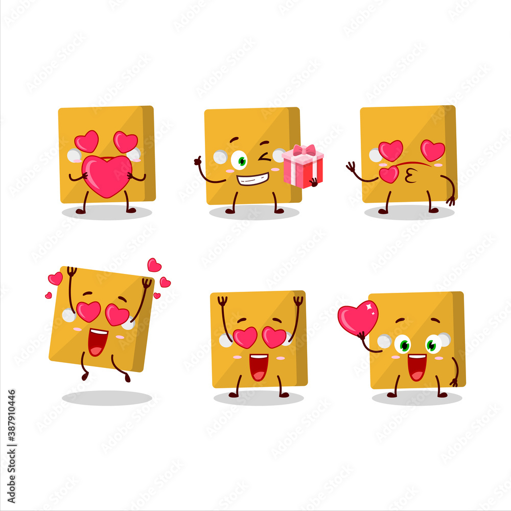 Yellow dice cartoon character with love cute emoticon Yellow dice cartoon character with love cute emoticon