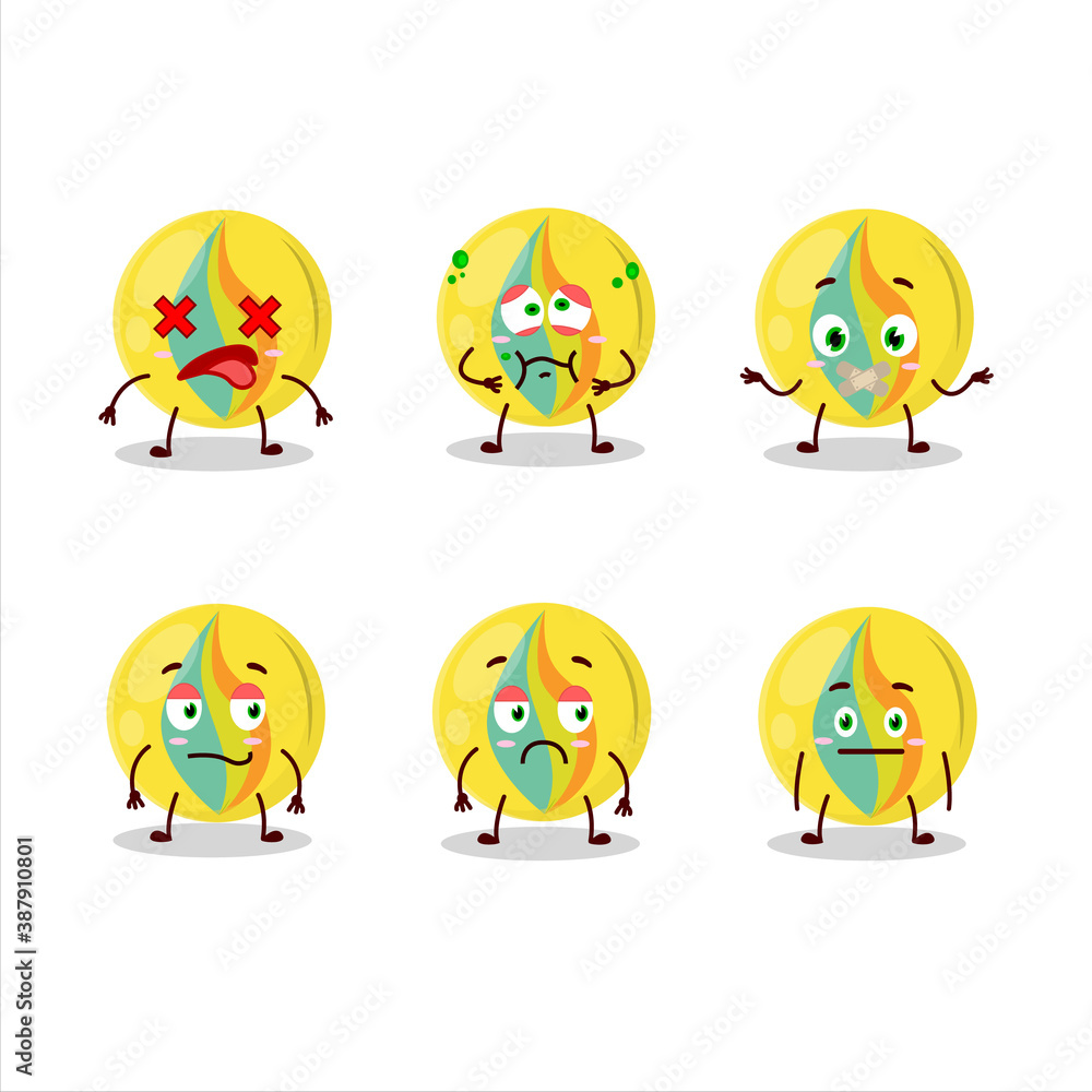 Yellow marbles cartoon character with nope expression Yellow marbles cartoon character with nope expression
