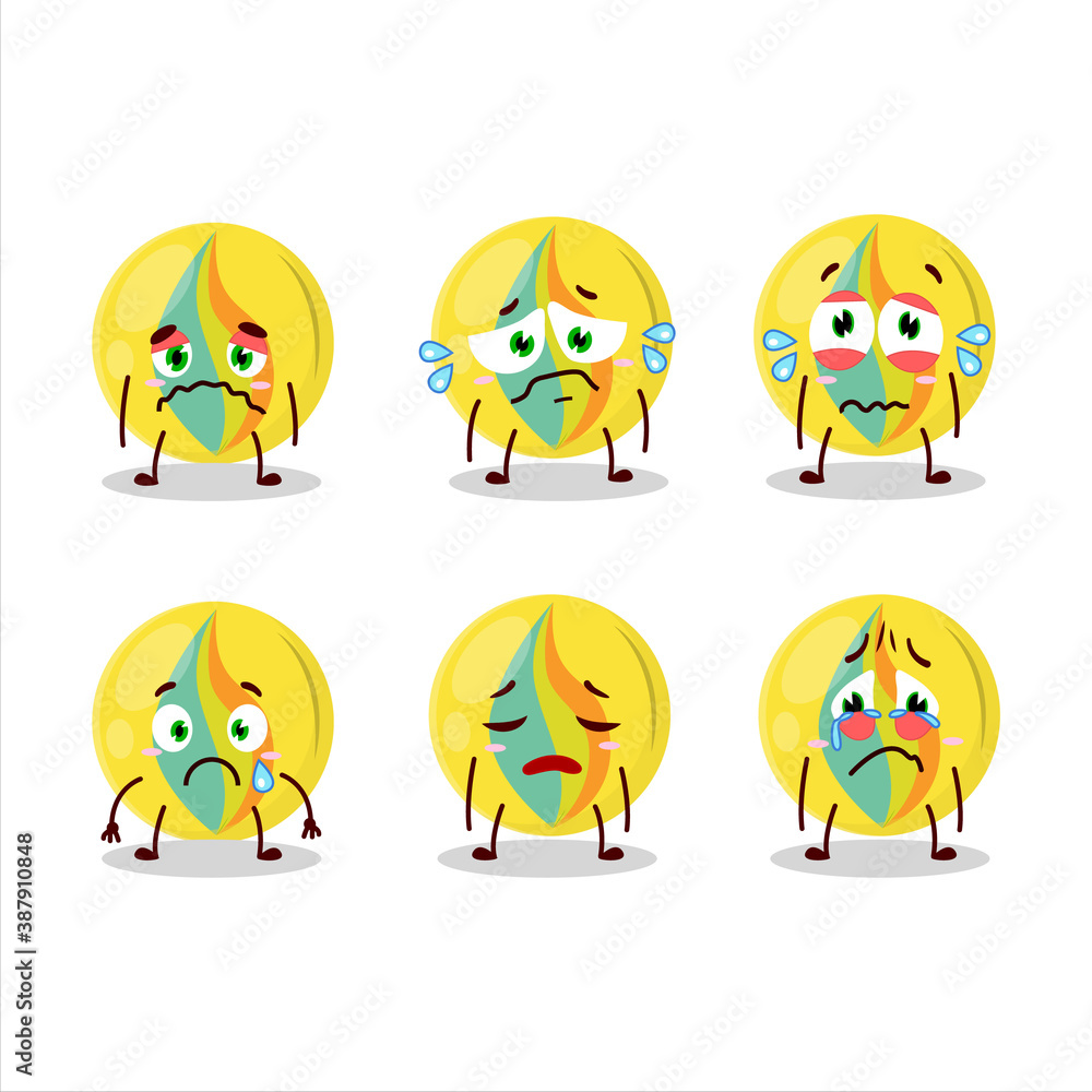 Yellow marbles cartoon character with sad expression Yellow marbles cartoon character with sad expression
