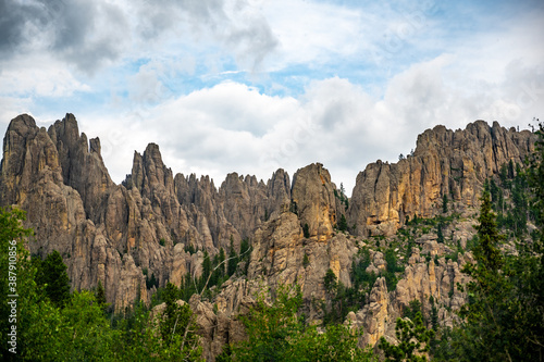 HDR view of Needles Highway .Cathedral Spires in the Black Hills of South Dakota