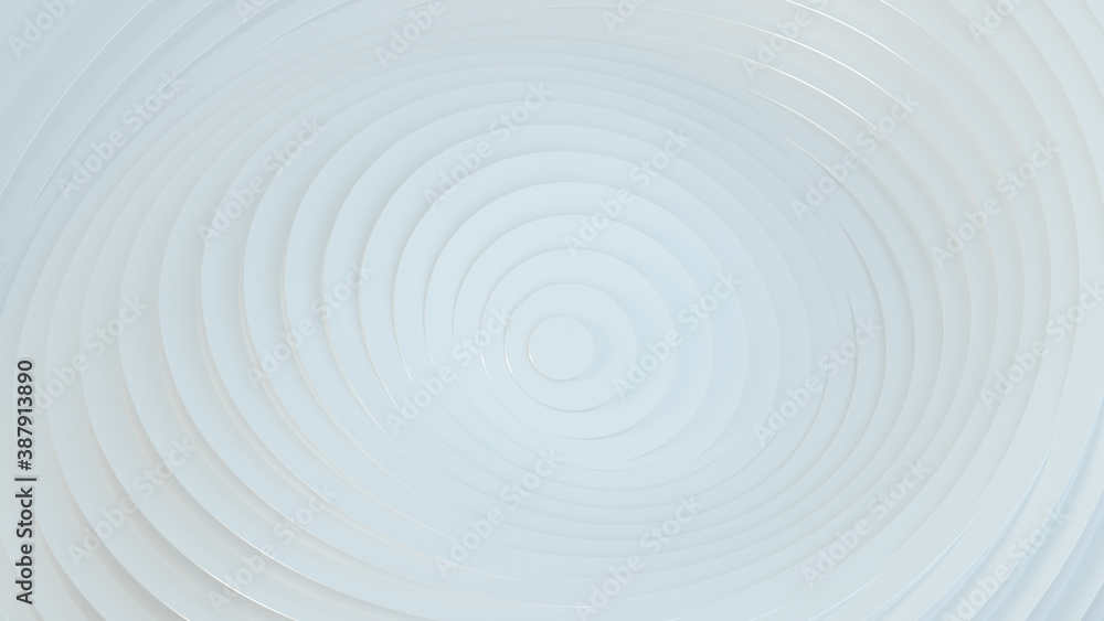 White rings with ripple effect 3D render