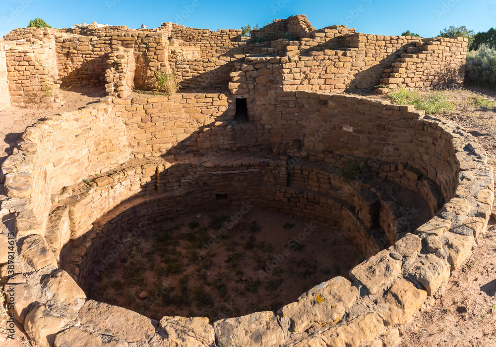 Kiva and Walls of The Far View House, Mesa Verde National Park, Colorado, USA