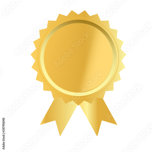 gold medal on white background. gold award sign. golden seal with ribbons symbol. flat style.