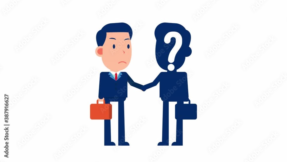 Shaking with anonymous person. Business deal. Business cartoon footage animation Shaking with anonymous person. Business deal. Business cartoon footage animation