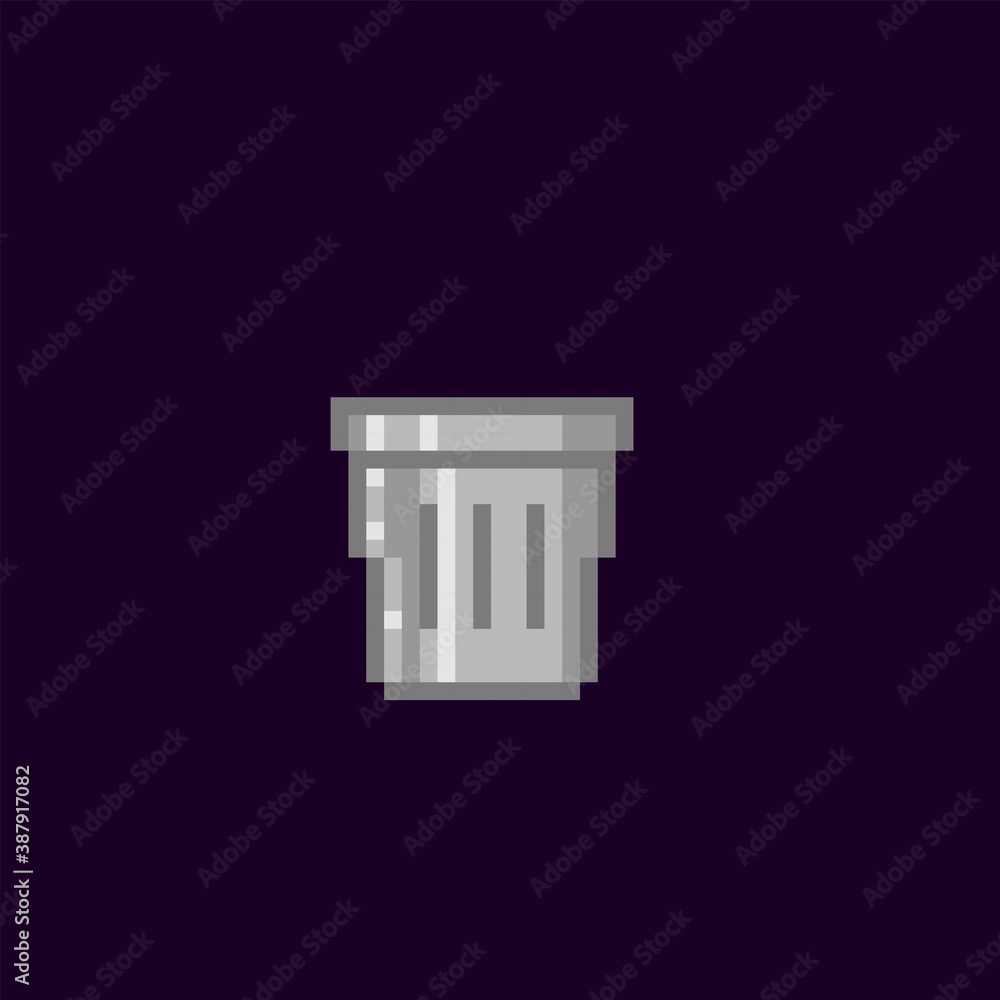 Fototapeta premium Trash can pixel art icon. Element design for logo, stickers, web, embroidery and mobile app. Isolated vector illustration. 8-bit sprite.