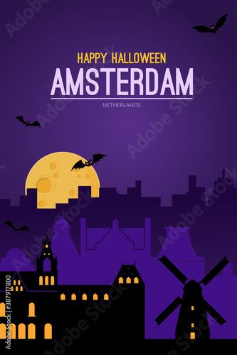 Amsterdam, Netherlands Halloween background