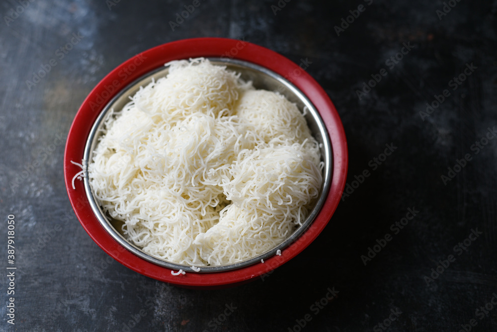 Idiyappam or String Hoppers Kerala breakfast food, traditional steamed