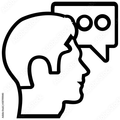 
A man with side face view and speech bubble, talking person 

