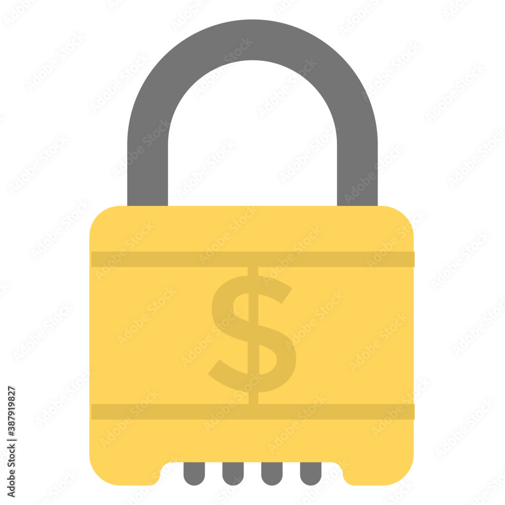 Dollar sign on padlock, flat vector icon design of financial protection
Dollar sign on padlock, flat vector icon design of financial protection