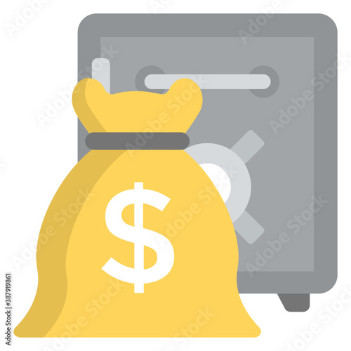 
Bank locker with bank reserves money sack, bank deposits 
