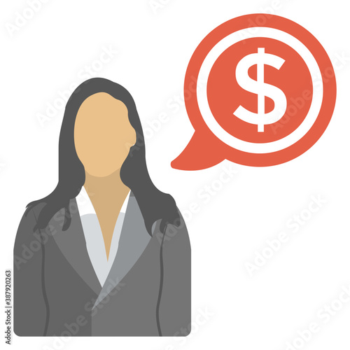 
A person with a speech sign indication spokesman, flat icon design
