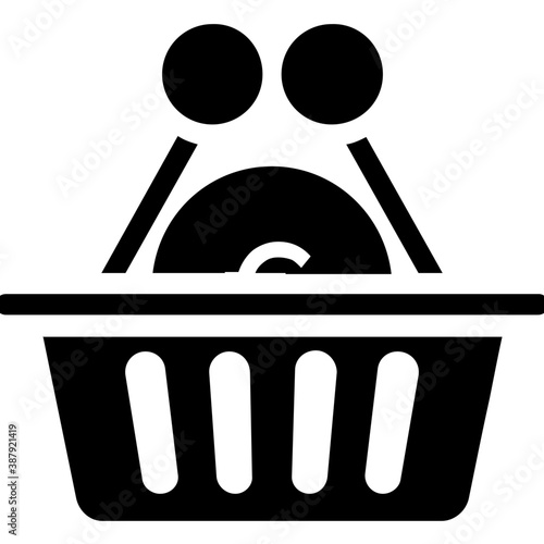
Euro currency inside shopping basket, ecommerce element 
