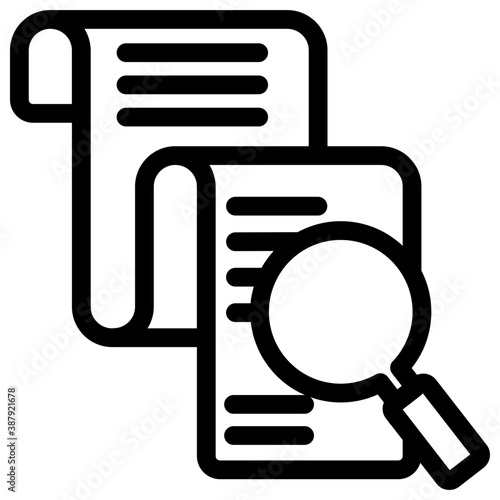 
Document with magnifier, search document flat icon 
