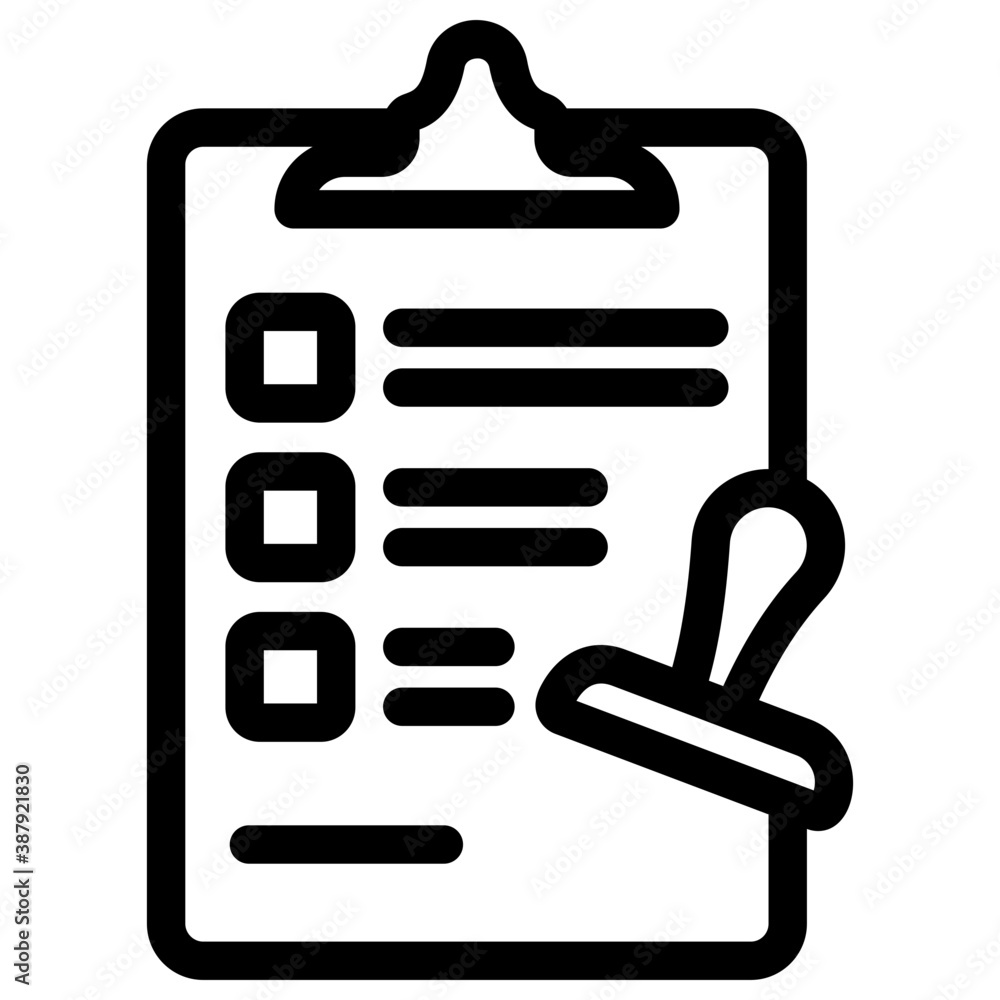 Signed policy document with stamp, approved list items icon
Signed policy document with stamp, approved list items icon