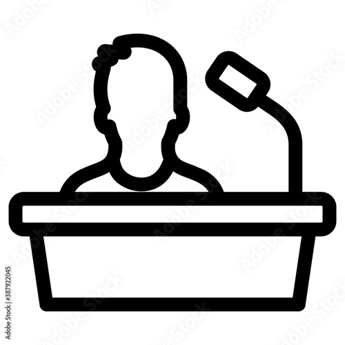 
A person with a speech sign indication spokesman, flat icon design
