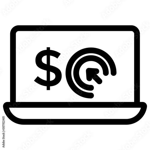 
Digital advertising flat design icon, pay per click 
