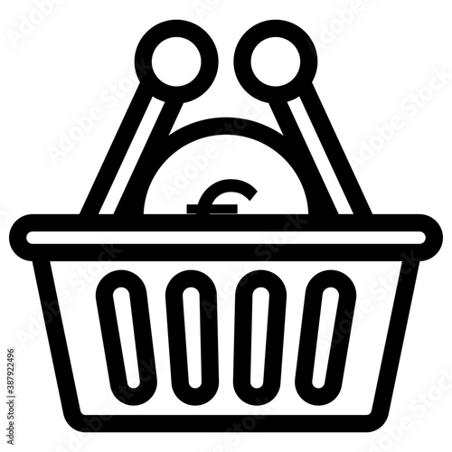 
Euro currency inside shopping basket, ecommerce element 
