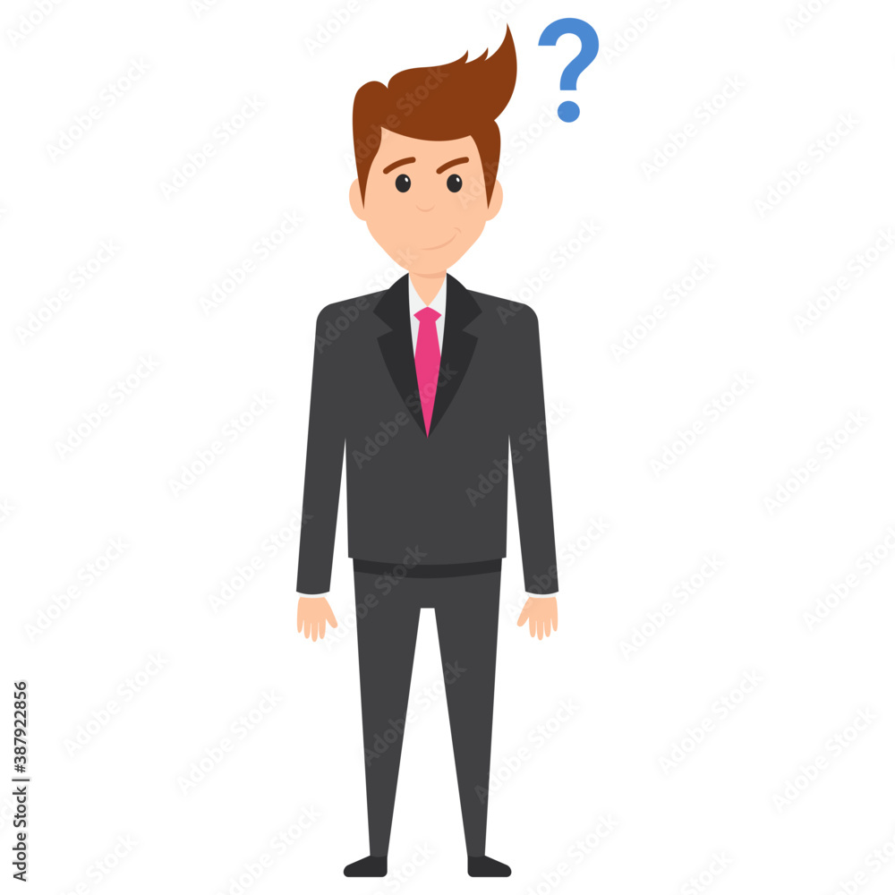 A male avatar shown as businessman and question mark showing him to be confused A male avatar shown as businessman and question mark showing him to be confused