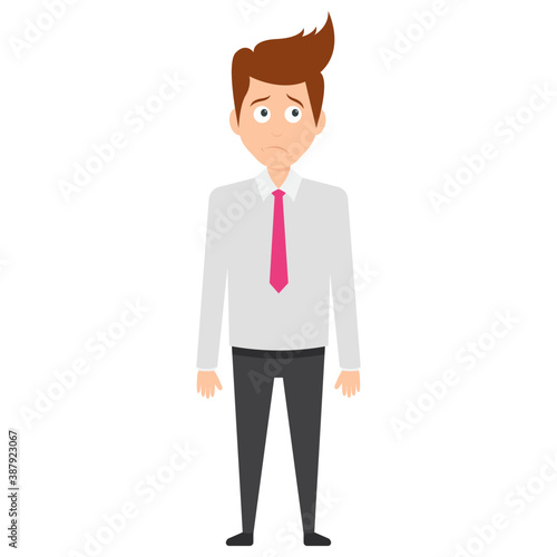 
A young business professional standing in depression 
