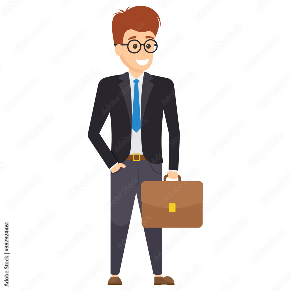 A satisfied manager in three piece suit with tie showing happy gesture
A satisfied manager in three piece suit with tie showing happy gesture