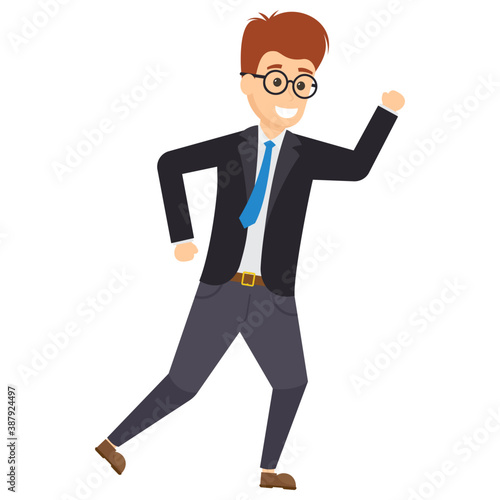 
A satisfied manager in three piece suit with tie showing happy gesture
