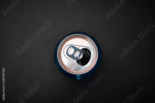 Top view of opened can of soda