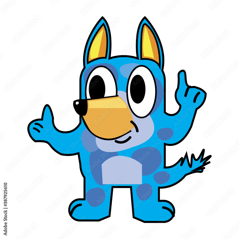 BLUEY Cute cartoon character dog illustration picture, Funny doge image  with white background Stock Vector | Adobe Stock