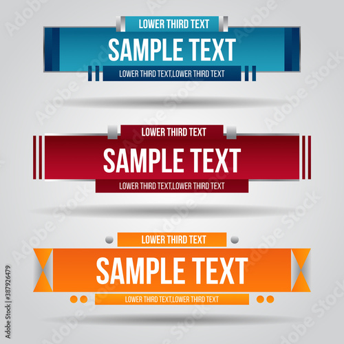 Lower third red blue and orange  design tv template modern contemporary. Set of banners bar screen broadcast show bar name. Collection of lower third for video editing on transparent background.