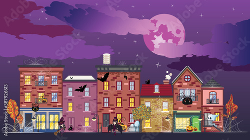 Town at Halloween night