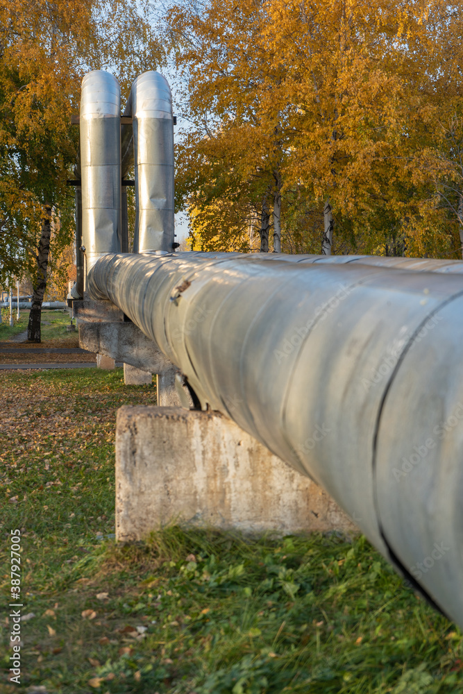 Central heating pipe in the city running through the Park. Russia Central heating pipe in the city running through the Park. Russia