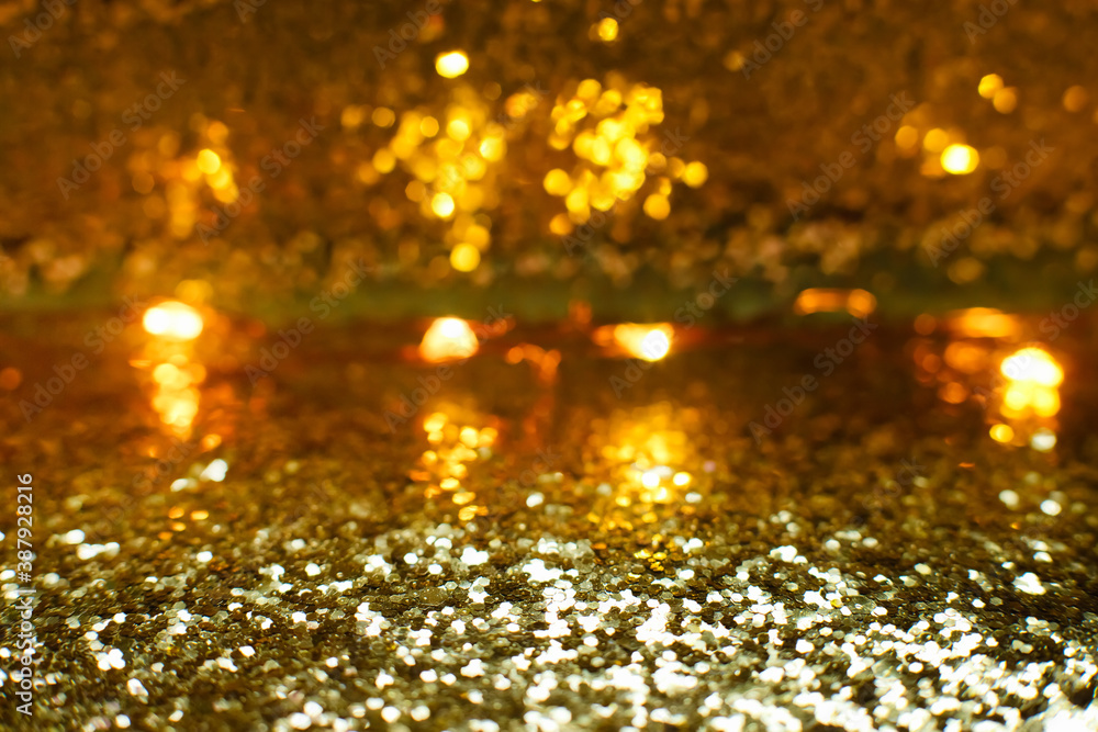 Obraz premium abstract photo of light burst among trees and glitter bokeh. image is blurred