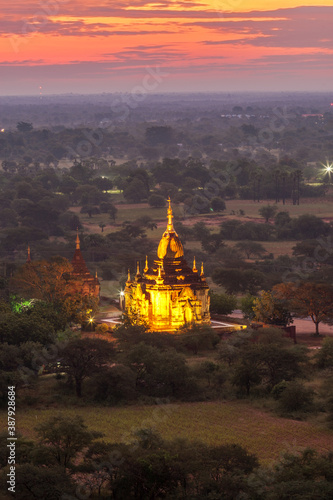 The Old Bagan Temples Of Burma  Bagan Pagoda field during sunset
